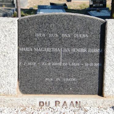 RAAN Jan Hendrik Harmse, du 1874-1919 &amp; Maria Magaretha 1872-1965