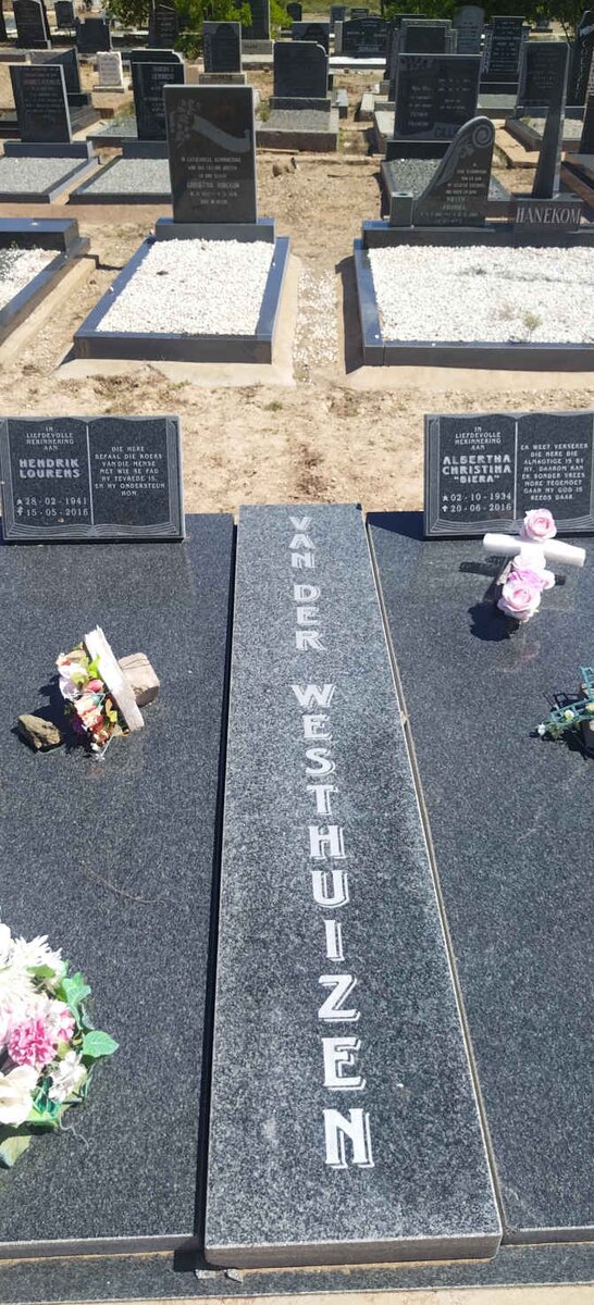 WESTHUIZEN Hendrik Lourens, van der 1941-2016 & Albertha Christina 1934-2016 _1