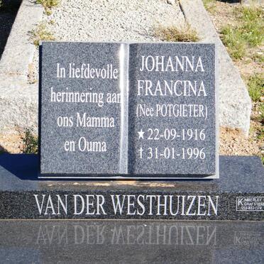 WESTHUIZEN Johanna Francina, van der nee POTGIETER 1916-1996