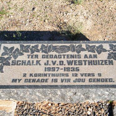WESTHUIZEN Schalk J., v.d. 1897-1935