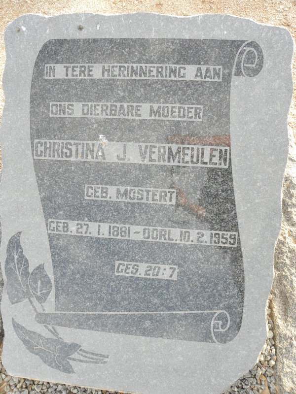 VERMEULEN Christina J. nee MOSTERT 1881-1959