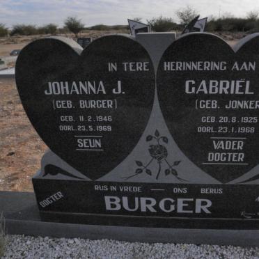 BURGER Gabriel J. nee JONKER 1925-1968 :: BURGER Johanna J. nee BURGER 1946-1969