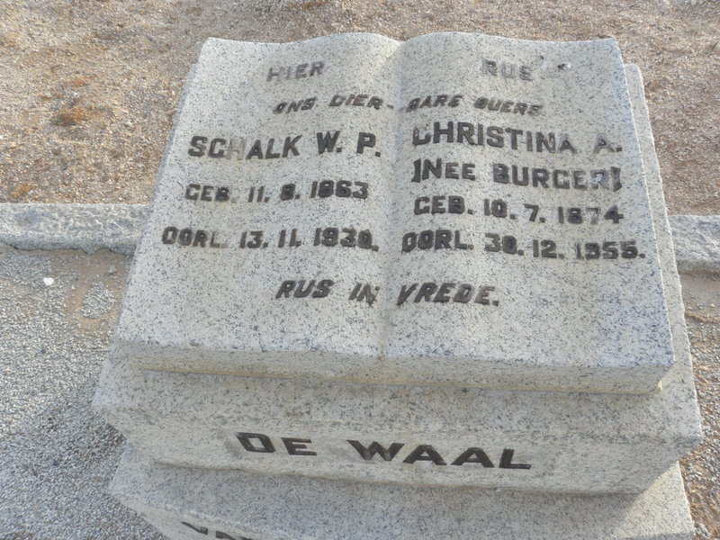 WAAL Schalk W.P., de 1863-1930 &amp; Christina A. BURGER 1874-1955