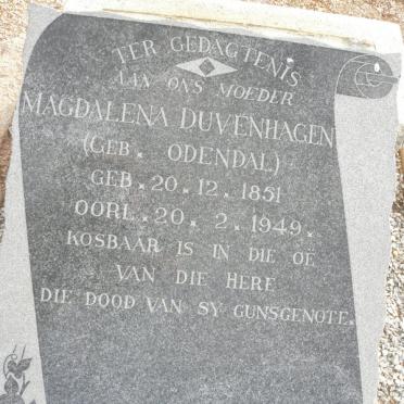DUVENHAGEN Magdalena nee ODENDAL 1851-1949