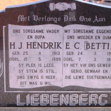 LIEBENBERG H.J. 1913-1989 &amp; E.C. 1926-1989