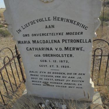 MERWE Maria Magdalena Petronella Catharina, van der nee OBERHOLSTER 1872-1925