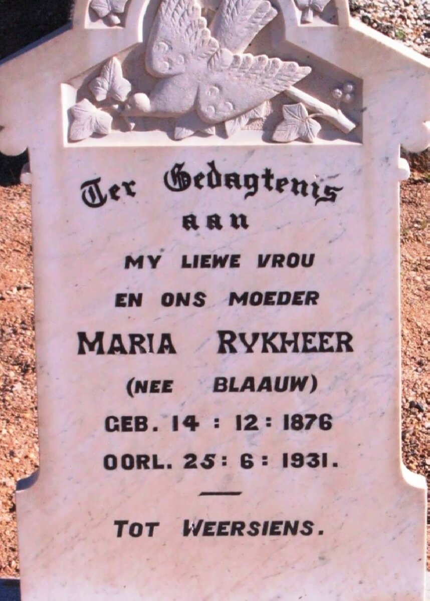 RYKHEER Maria nee BLAAUW 1876-1931