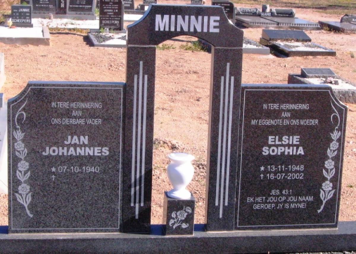 MINNIE Jan Johannes 1940- &amp; Elsie Sophia 1948-2002