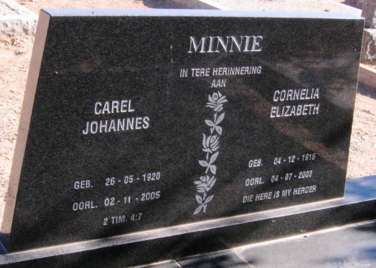 MINNIE Carel Johannes 1920-2005 &amp; Cornelia Elizabeth 1916-2003