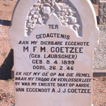 COETZEE M.F.M. nee LAUBSCHER 1899-1946