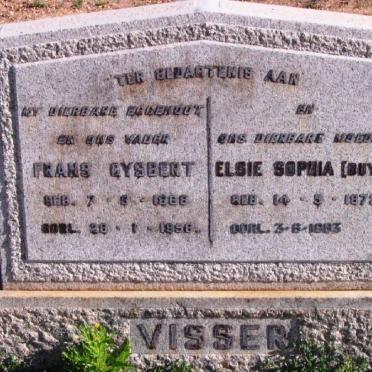 VISSER Frans Gysbert 1868-1956 &amp; Elsie Sophia BUYS 1872-