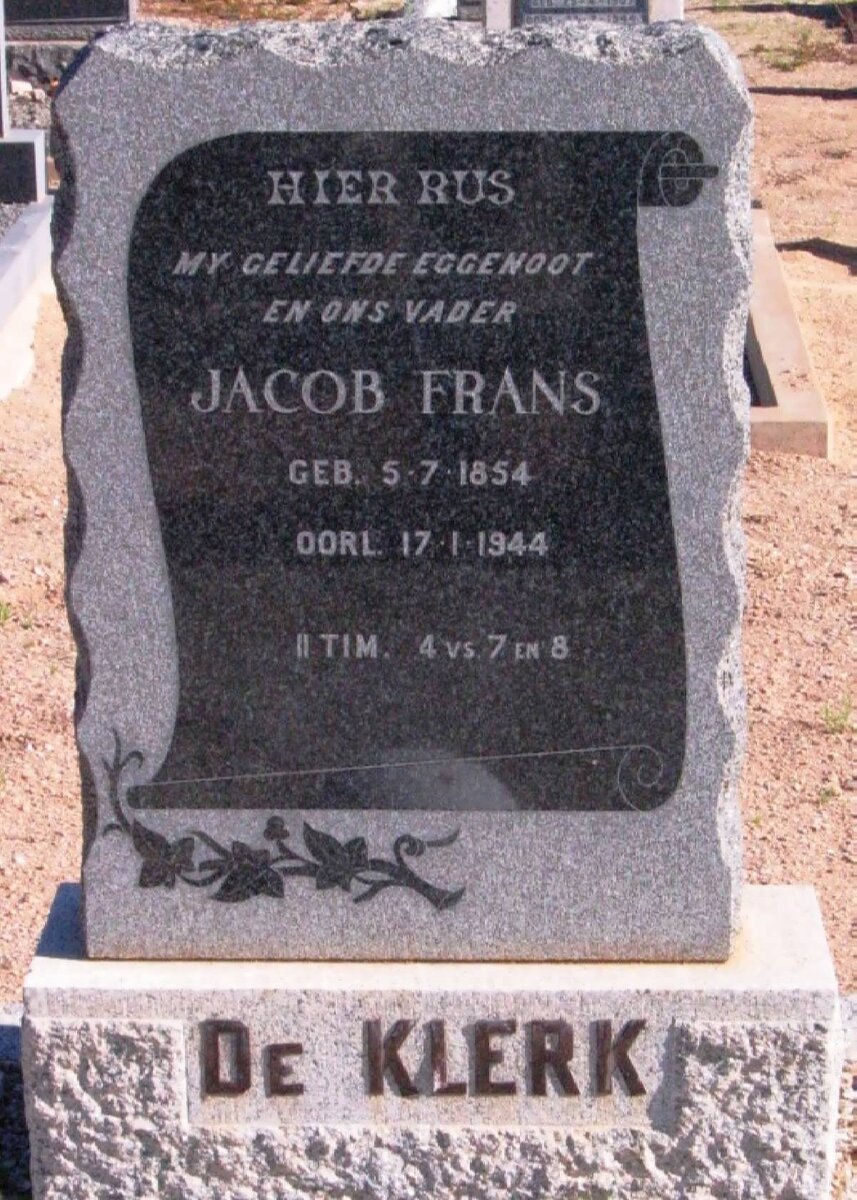 KLERK Jacob Frans, de 1854-1944