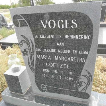 VOGES Maria Margaretha nee COETZEE 1911-1994