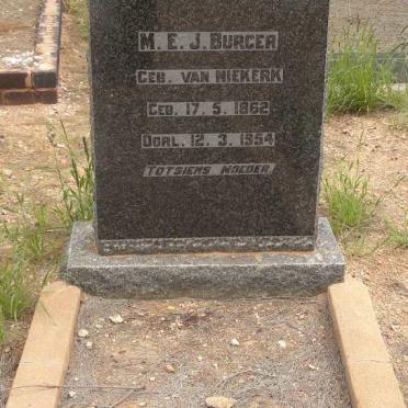 BURGER M.E.J. nee VAN NIEKERK 1862-1954
