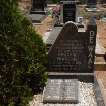 WAAL Hendrik Francois, de 1931-1993 :: DE WAAL Dirk 19?7-2009