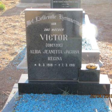 VICTOR Alida Jeanetta Jacoba Regina nee COETZEE 1918-1981