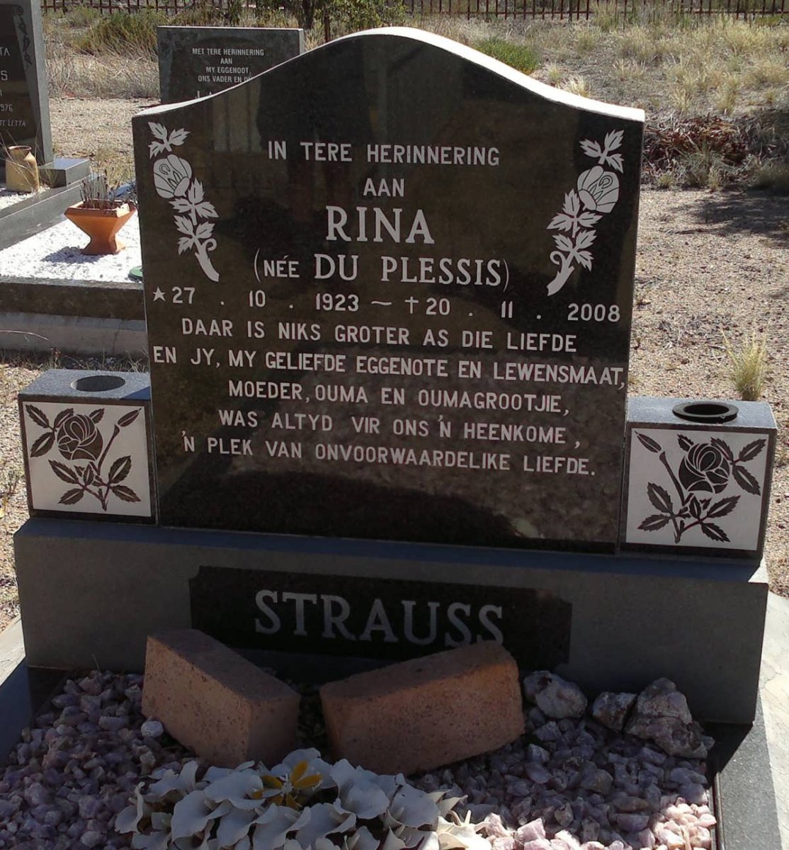 STRAUSS Rina nee DU PLESSIS 1923-2008