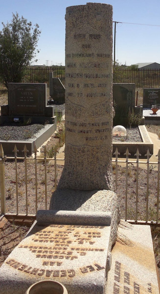 STRAUSS Jacobus C. 1858-1923 &amp; Anna Elizabeth BASSON