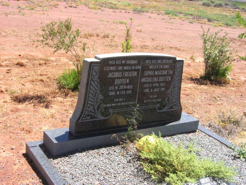 BOOYSEN Jacobus Frederik 1892-1975 &amp; Sophia Margaretha Magdalena 1923-1991