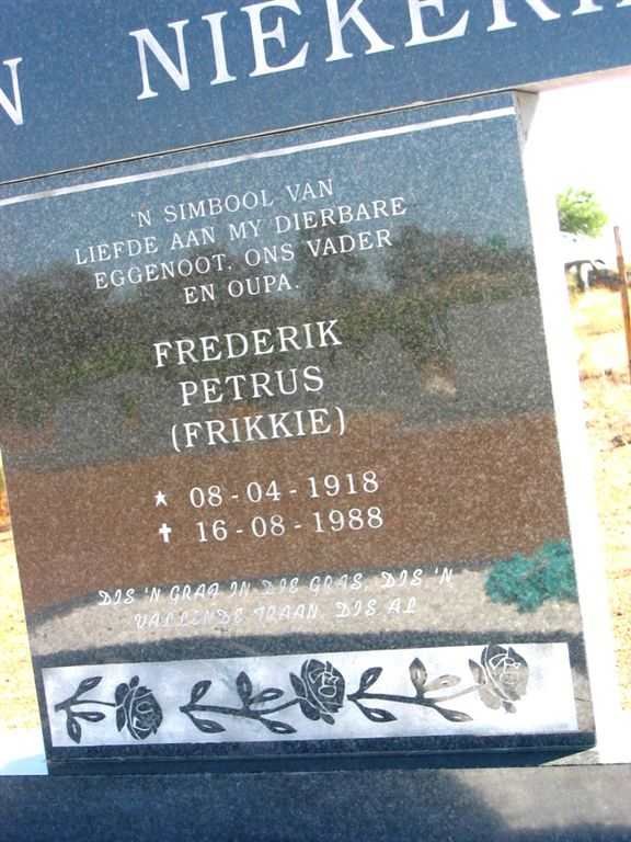 NIEKERK Frederik Petrus, van 1918-1988