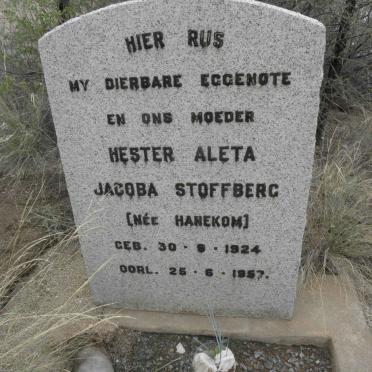 STOFFBERG Hester Aleta Jacoba nee HANEKOM 1924-1957