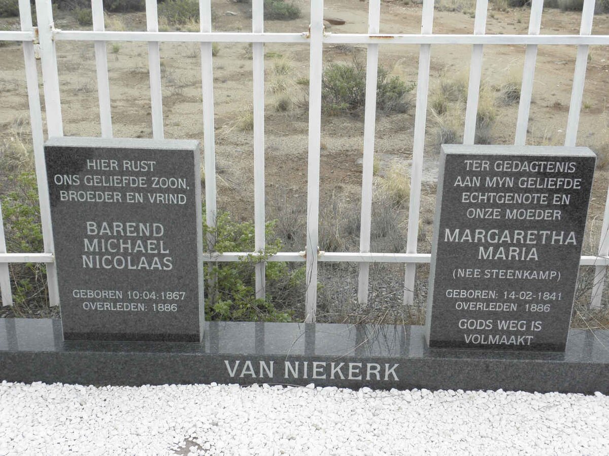 NIEKERK Barend Michael Nicolaas, van 1867-1886 :: VAN NIEKERK Margaretha Maria nee STEENKAMP 1841-1886