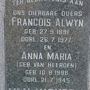 NIEKERK Francois Alwyn, nee 1891-1977 &amp; Anna Maria VAN HEERDEN 1896-1945