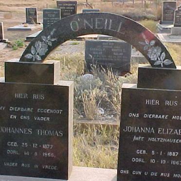 O’NEILL Johannes Thomas 1877-1966 &amp; Johanna Elizabeth HOLTZHAUSEN 1887-1967