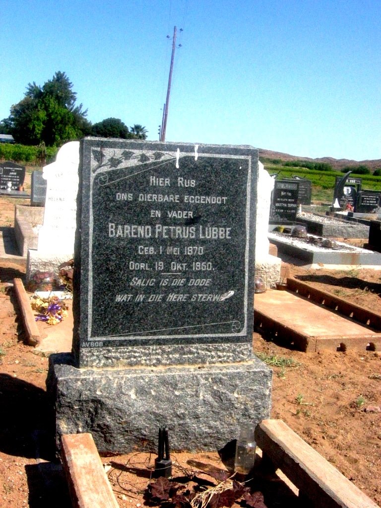 LUBBE Barend Petrus 1870-1950