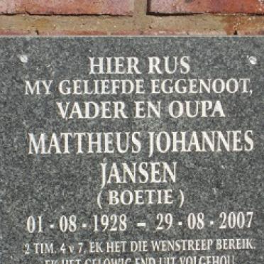 JANSEN Mattheus Johannes 1928-2007