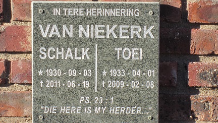 NIEKERK Schalk, van 1930-2011 &amp; Toei 1933-2009
