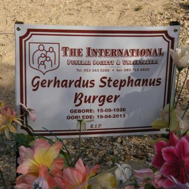 BURGER Gerhardus Stephanus 1926-2013