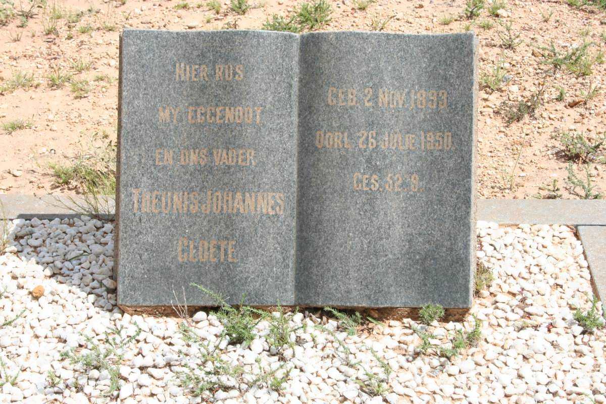 CLOETE Theunis Johannes 1893-1950