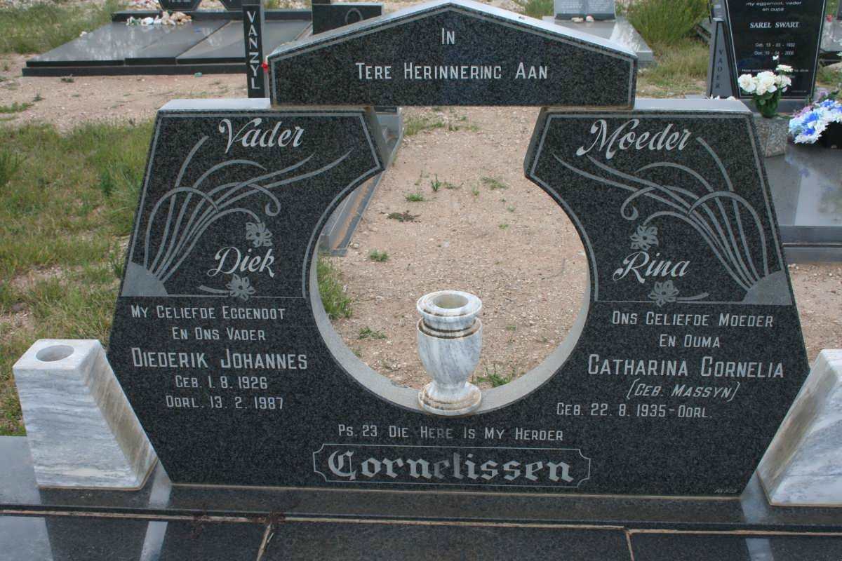 CORNELISSEN Diederik Johannes 1926-1987 &amp; Catharina Cornelia MASSYN 1935-