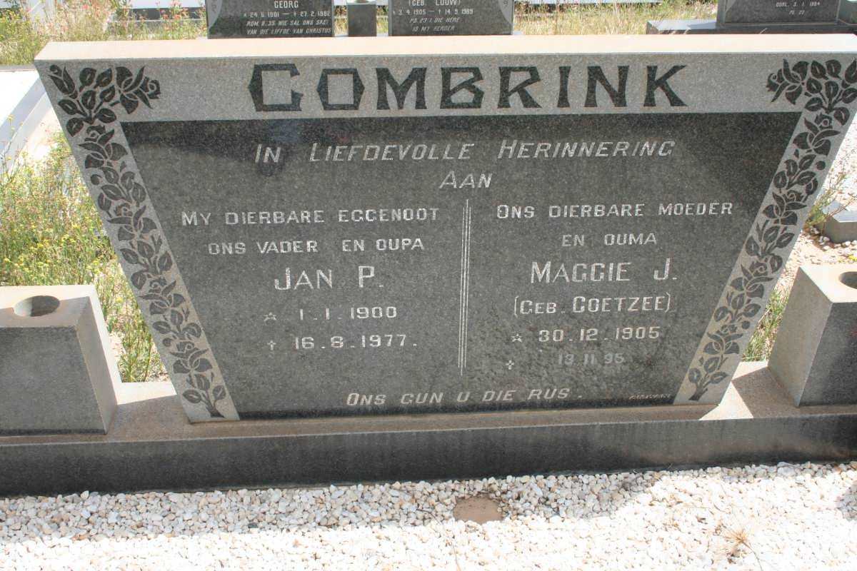 COMBRINK Jan P. 1900-1977 &amp; Maggie J. COETZEE 1905-1995