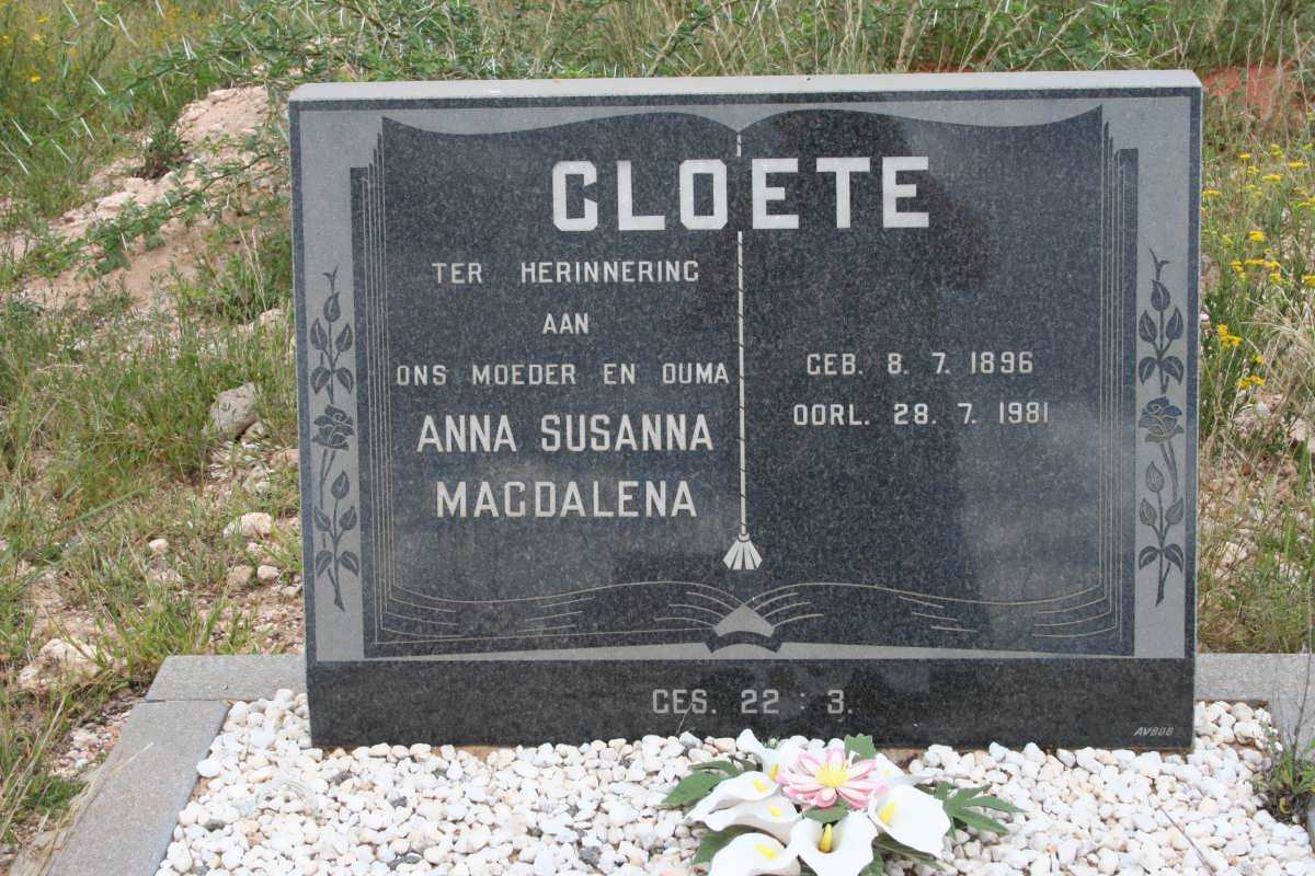 CLOETE Anna Susanna Magdalena 1896-1981