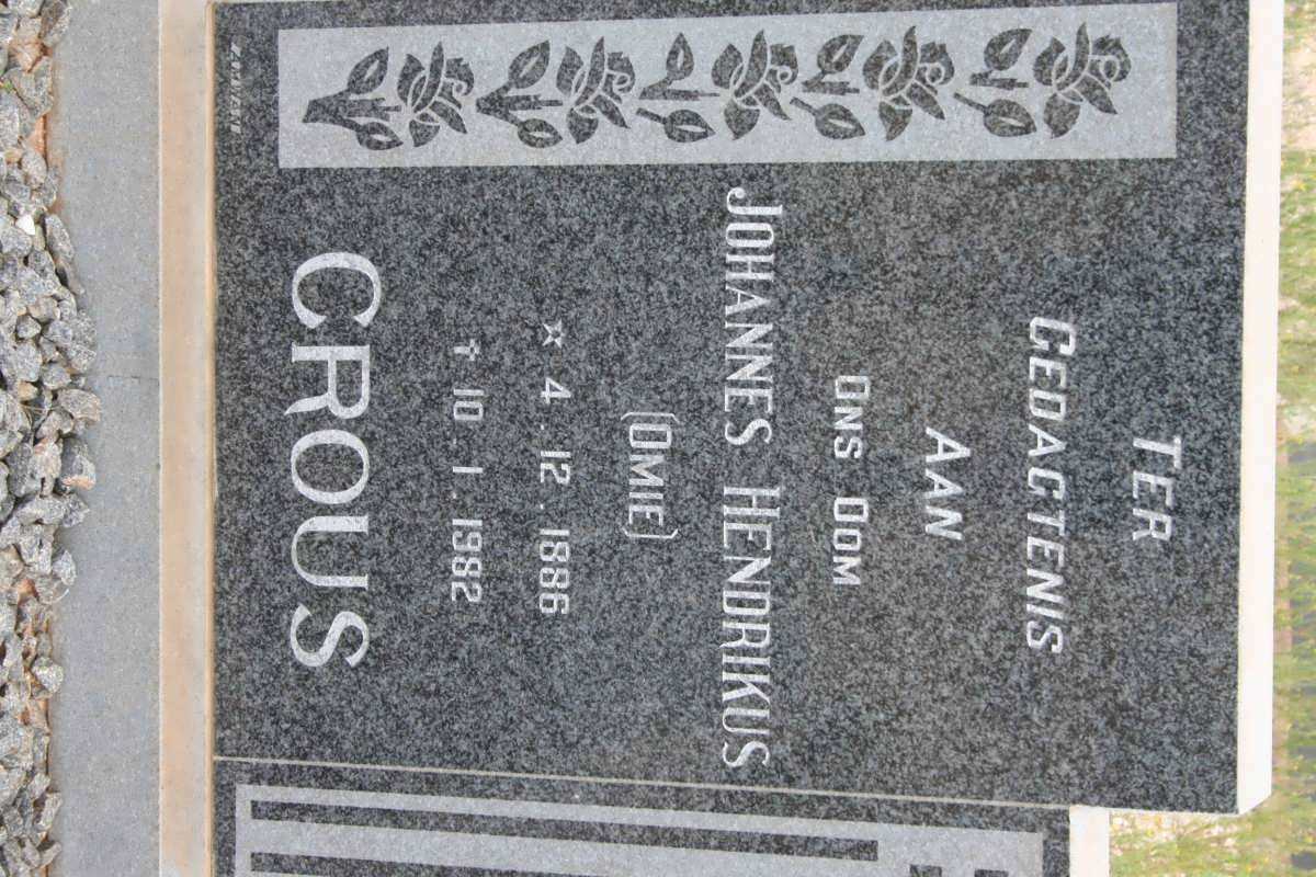CROUS Johannes Hendrikus 1886-1982