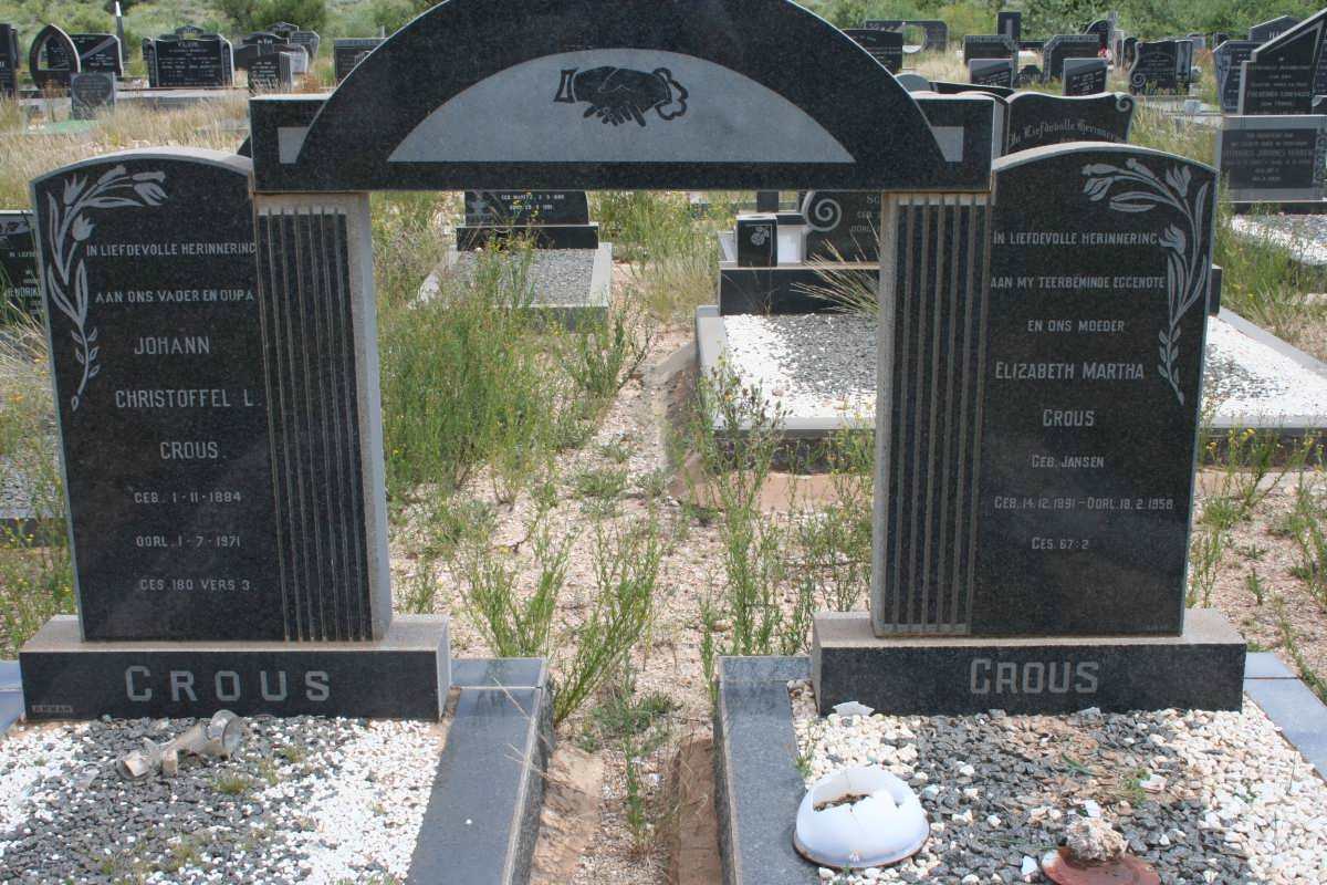 CROUS Johann Christoffel L. 1884-1971 &amp; Elizabeth Martha JANSEN 1891-1958