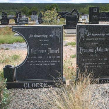 CLOETE Mattheus Daniel 1926-1990 &amp; Francina Johanna VAN ZYL 1928-1986