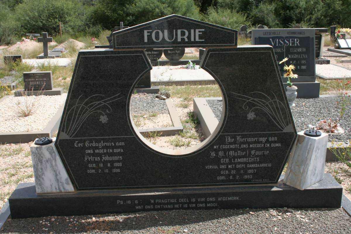 FOURIE Petrus Johannes 1909-1996 &amp; H. M. LAMBRECHTS 1907-1993