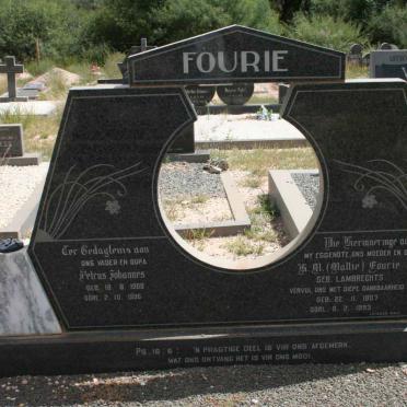 FOURIE Petrus Johannes 1909-1996 &amp; H. M. LAMBRECHTS 1907-1993