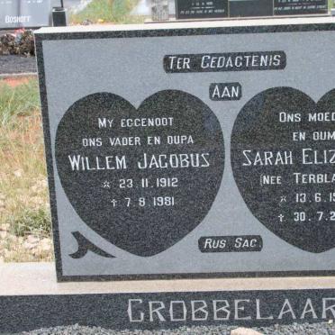 GROBBELAAR Willem Jacobus 1912-1981 &amp; Sarah Elizabeth TERBLANCHE 1916-2001