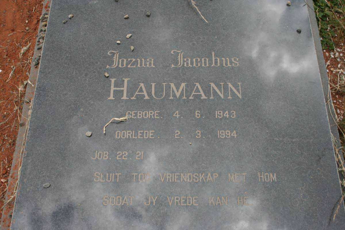 HAUMANN Jozua Jacobus 1943-1994