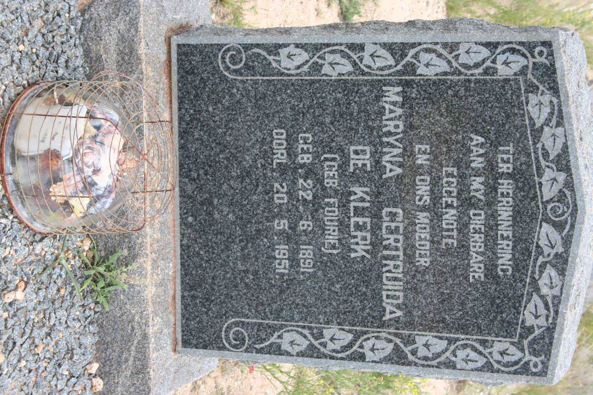 KLERK Maryna Gertruida, de nee FOURIE 1891-1951