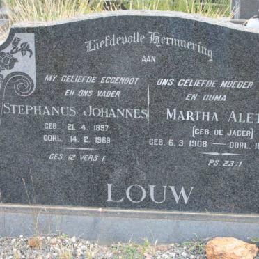 LOUW Stephanus Johannes 1897-1969 &amp; Martha Aletta DE JAGER 1908-1984