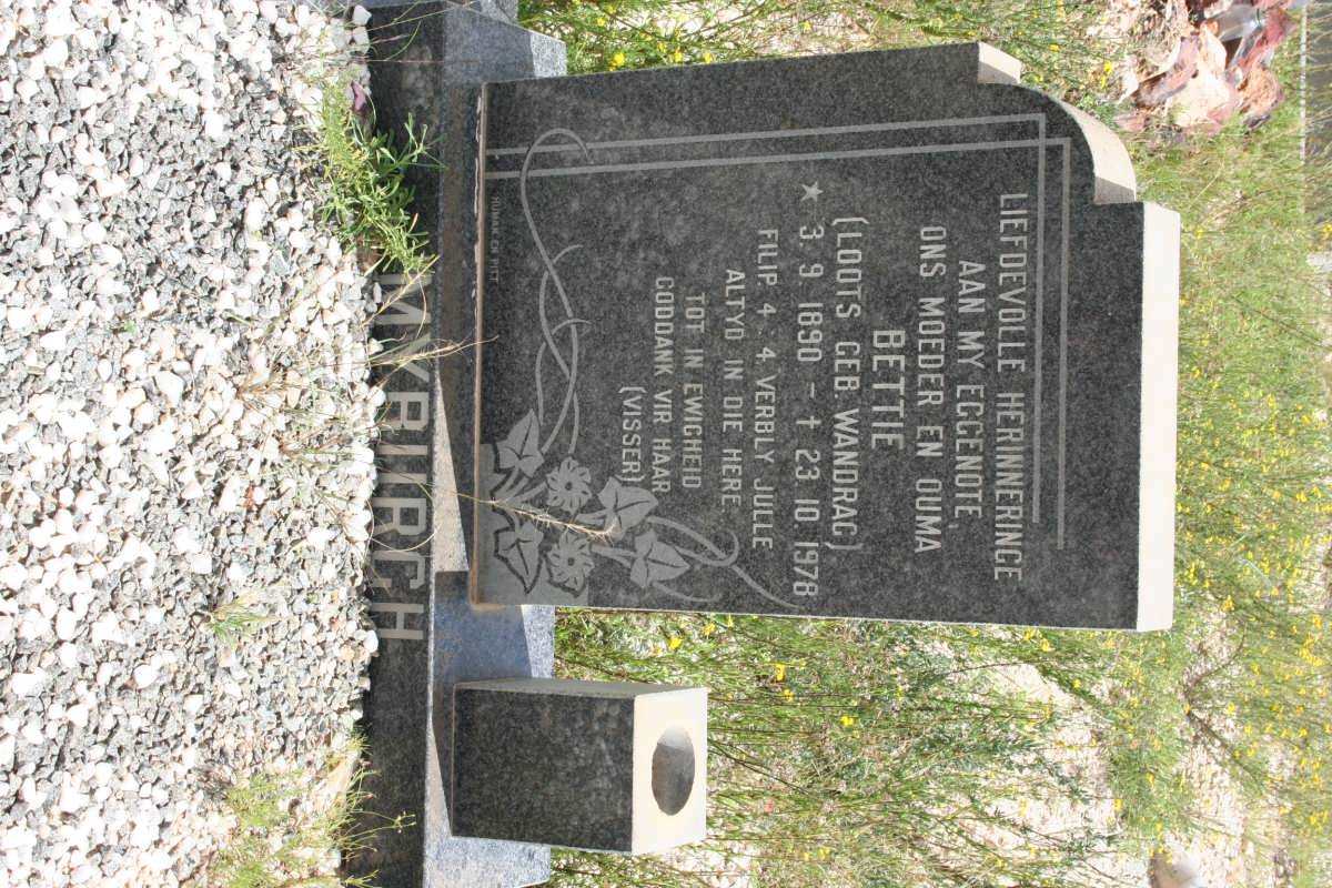 MYBURGH Bettie formerly LOOTS nee WANDRAG 1890-1978