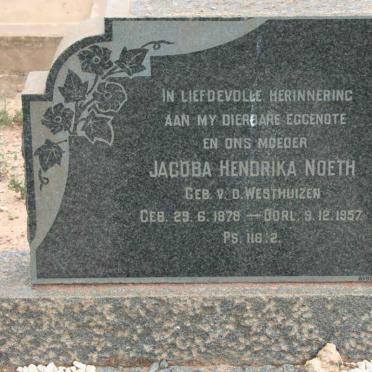 NOETH Jacoba Hendrika nee V.D. WESTHUIZEN 1878-1957