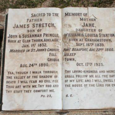 PRINGLE James Stretch 1832-1890 &amp; Jane STANTON 1839-1925