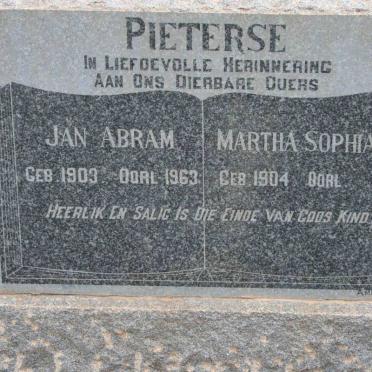 PIETERSE Jan Abram 1903-1963 &amp; Martha Sophia 1904-