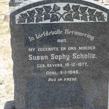 SCHOLTZ Susan Sophy nee BEYERS 1877-1946